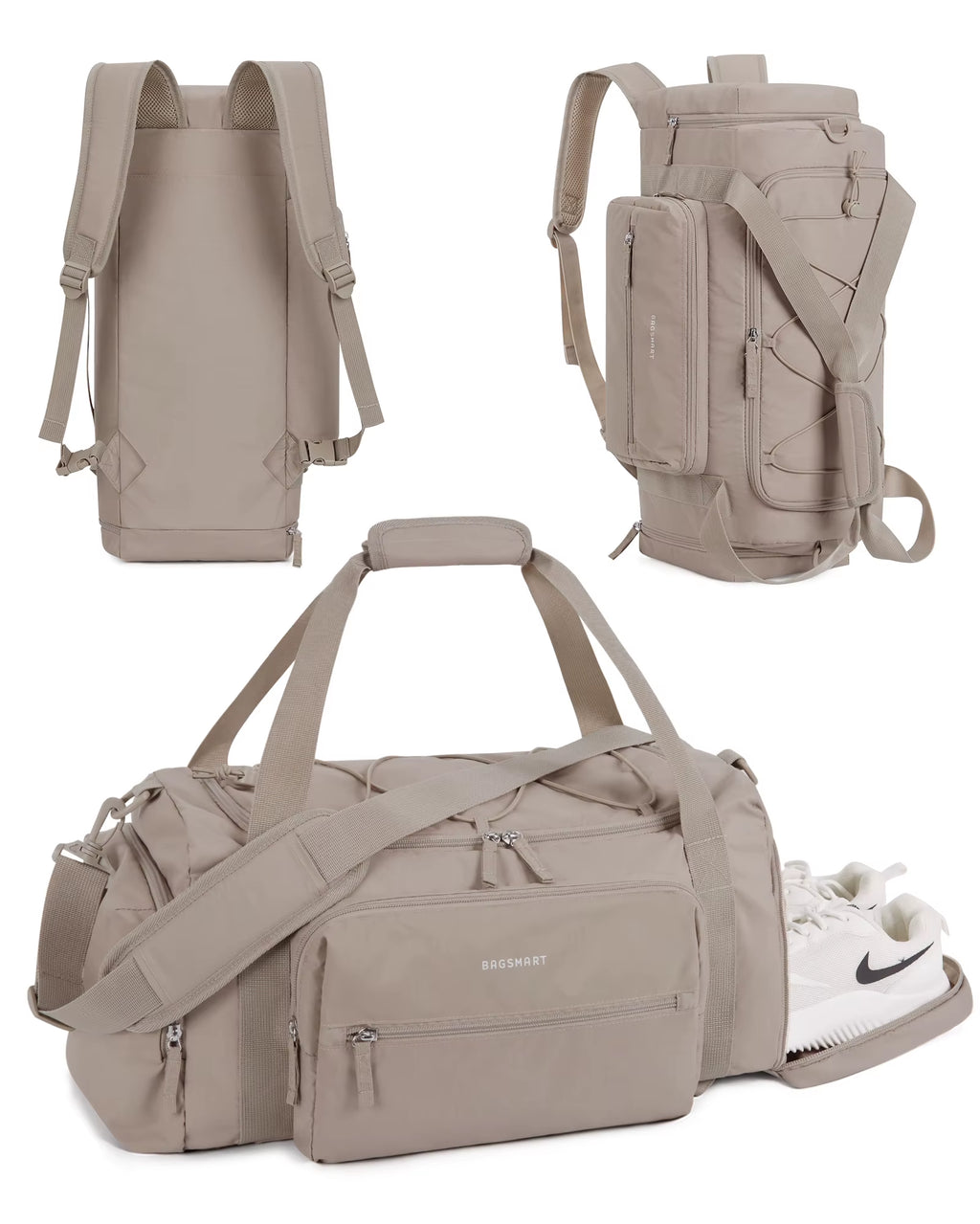 4-IN-1 Duffle Bags for Women Lightweight Gym Bag with Shoe Compartment Waterproof 30L Travel Carry on Luggage Storage