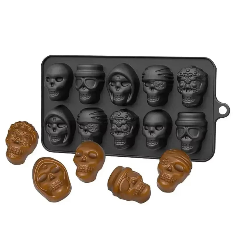 3D Skull Ice Cube Mold – Reusable Silicone Tray for Whiskey, Cocktails & Desserts