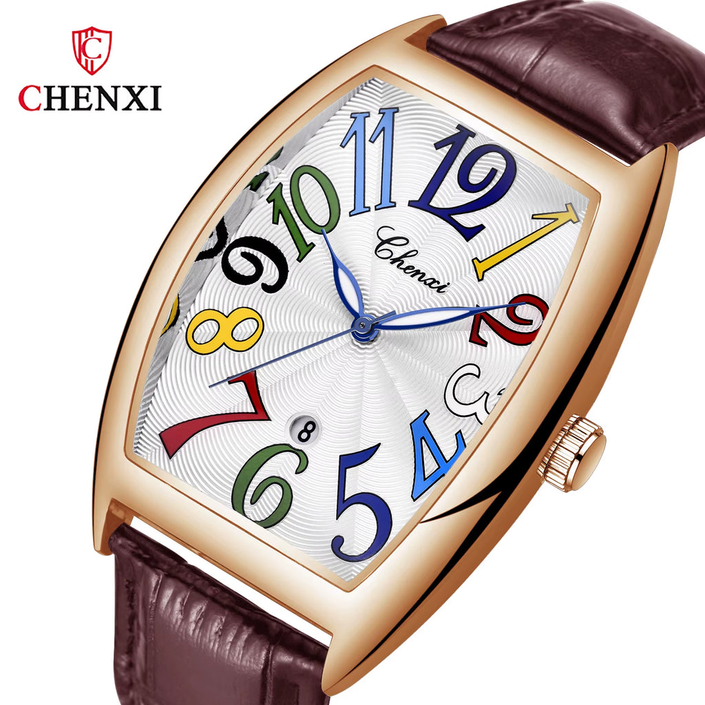 Men’s Business Quartz Watch – Luminous Curved Glass Analog Wristwatch with Date
