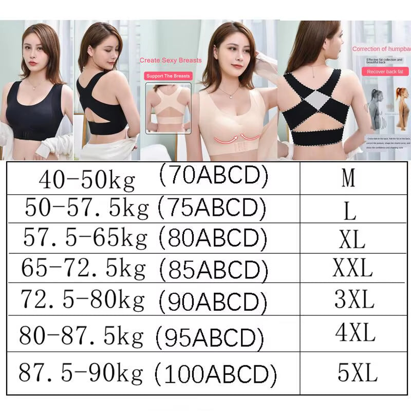 Posture Correction Bra Seamless Women'S Underwear Adjustable Push up Brassiere Shockproof Sports Vest Corset Back Bralette