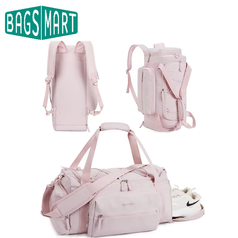 4-IN-1 Duffle Bags for Women Lightweight Gym Bag with Shoe Compartment Waterproof 30L Travel Carry on Luggage Storage