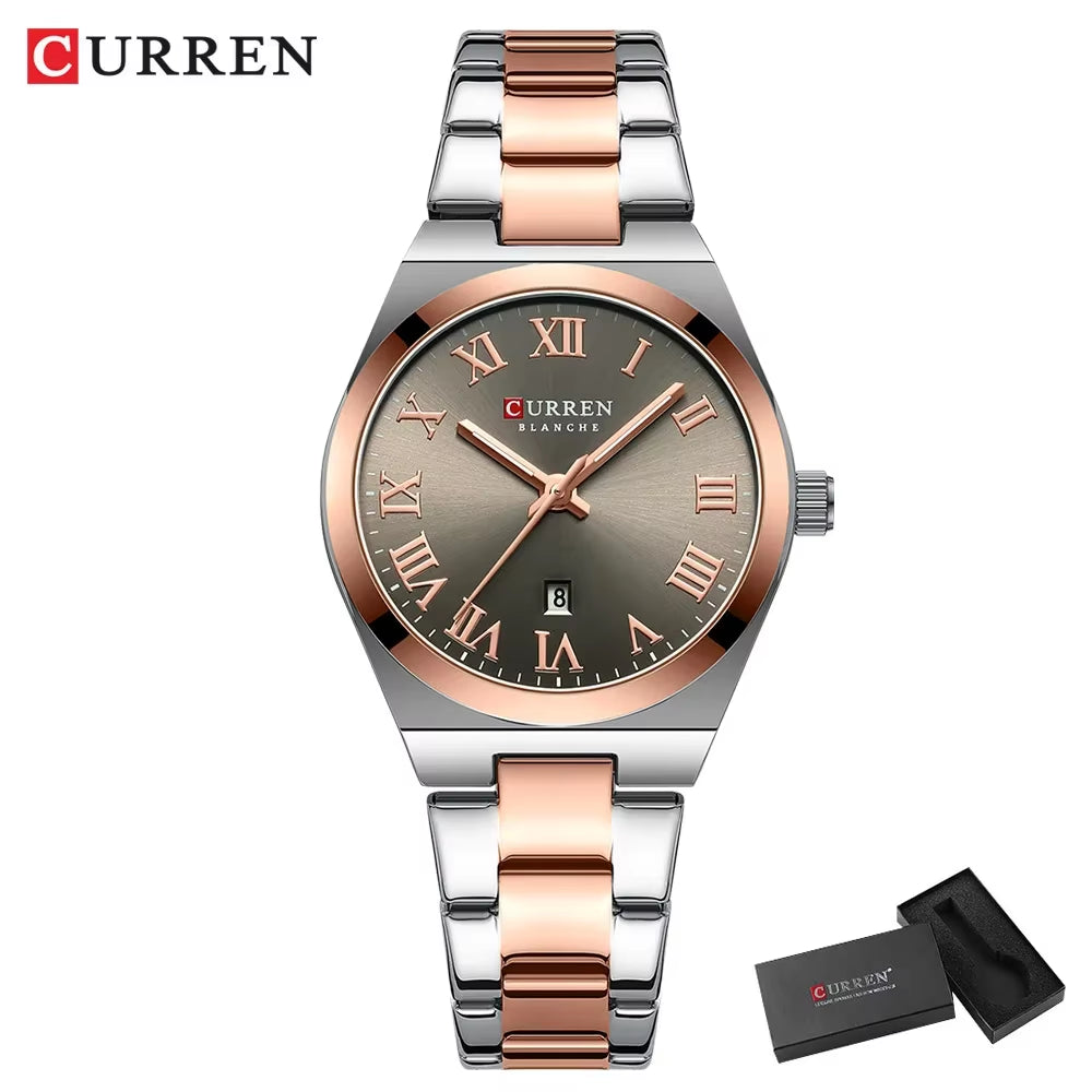 Women’s Dress Watch – Waterproof Analog Wristwatch with Stainless Steel Band & Date
