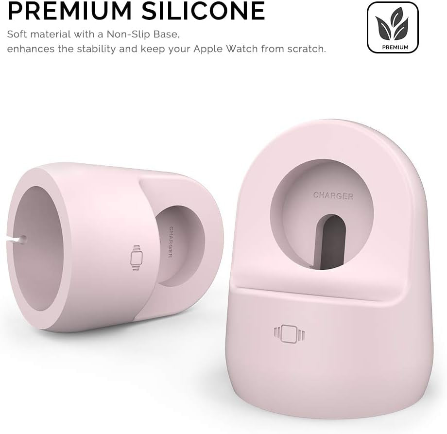 Iwatch Stand Silicone Charging Dock Holder for Apple Watch Ultra 2, Ultra, SE2, Series SE, 7 6 5 4 3 2 1 (45/44/42/41/40/38Mm), (Pink)