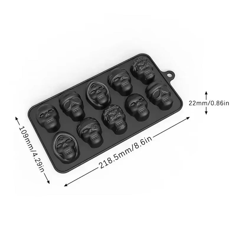 3D Skull Ice Cube Mold – Reusable Silicone Tray for Whiskey, Cocktails & Desserts