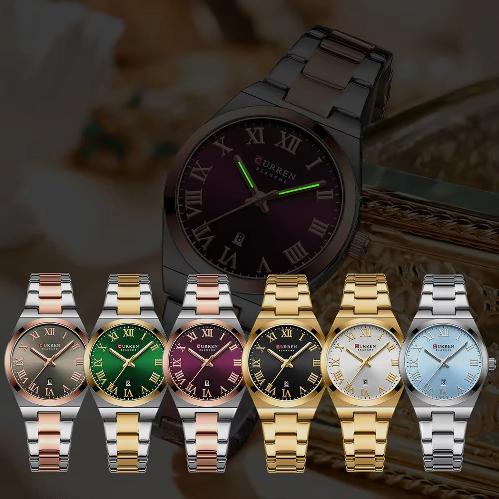 Women’s Dress Watch – Waterproof Analog Wristwatch with Stainless Steel Band & Date