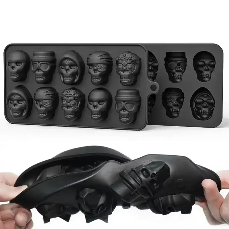 3D Skull Ice Cube Mold – Reusable Silicone Tray for Whiskey, Cocktails & Desserts