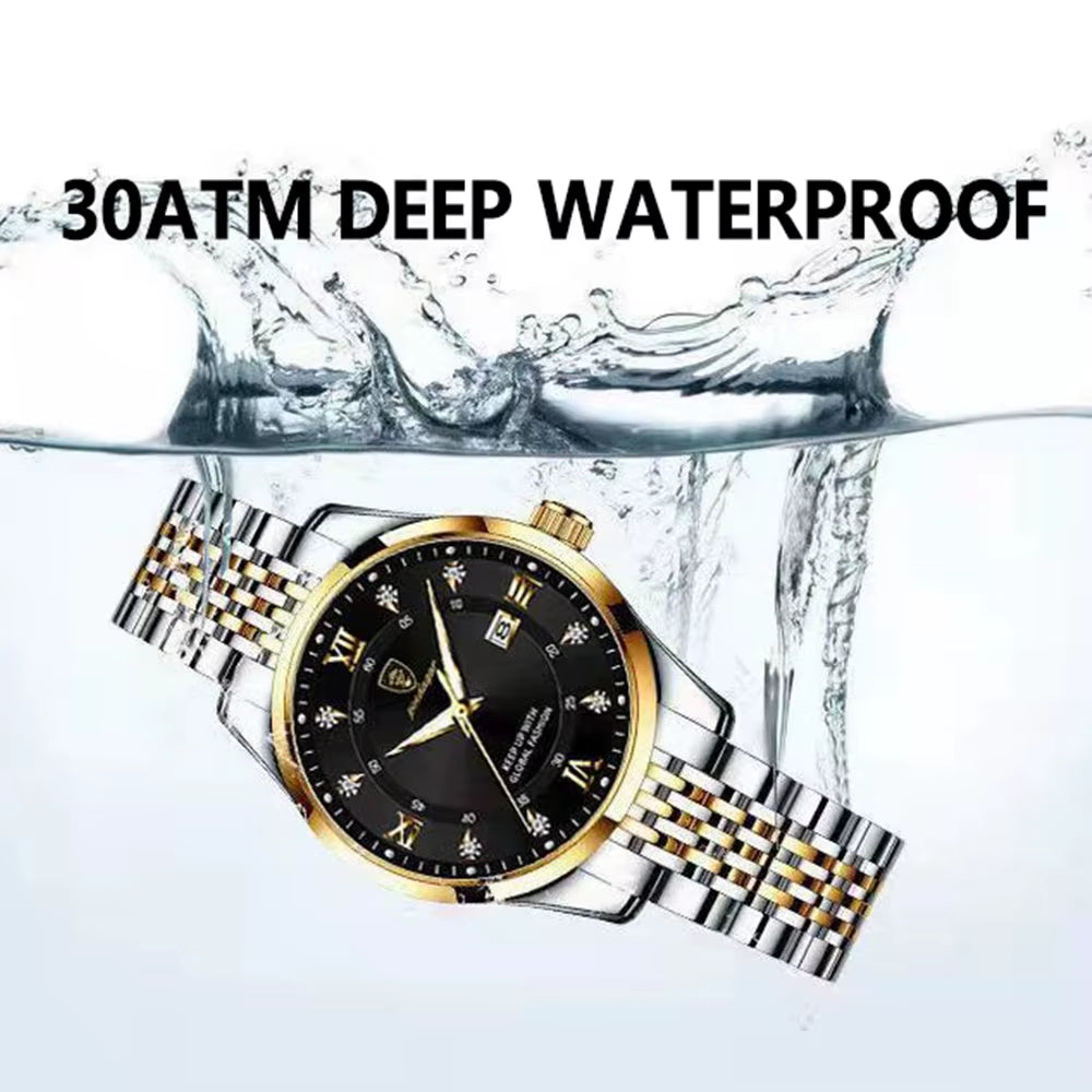 Women’s Luxury Quartz Watch – Waterproof Luminous Stainless Steel Date Wristwatch (Elegant Gift for Her)