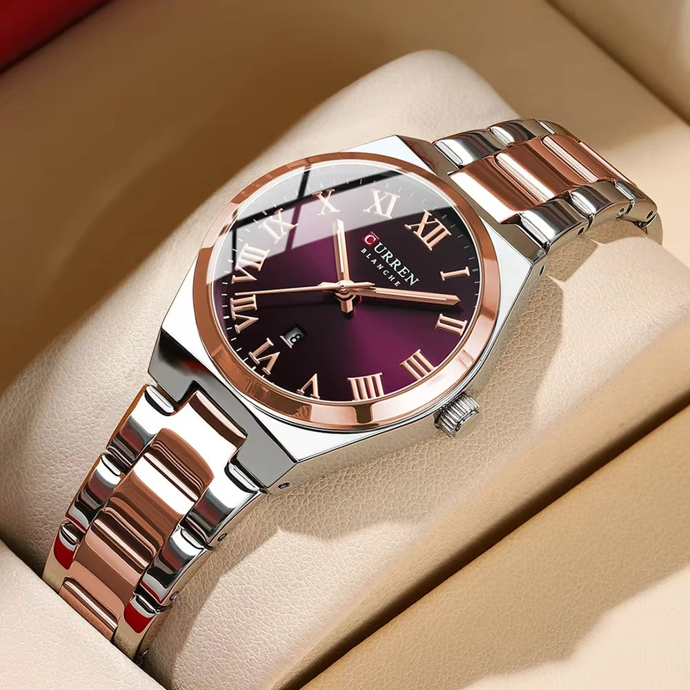 Women’s Dress Watch – Waterproof Analog Wristwatch with Stainless Steel Band & Date