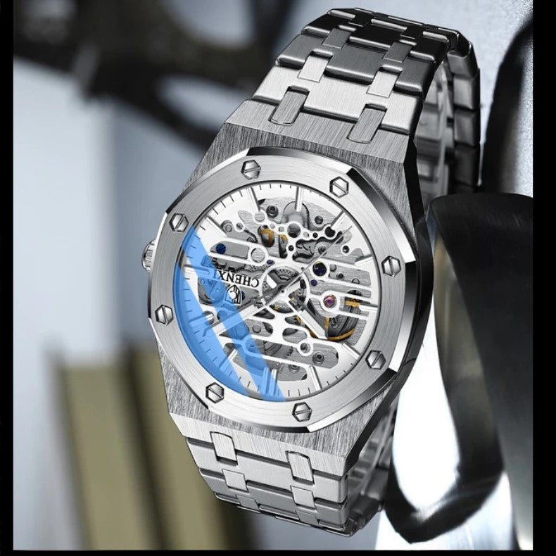 Men’s Luxury Automatic Watch – Waterproof Stainless Steel Mechanical Tourbillon for Business & Sports