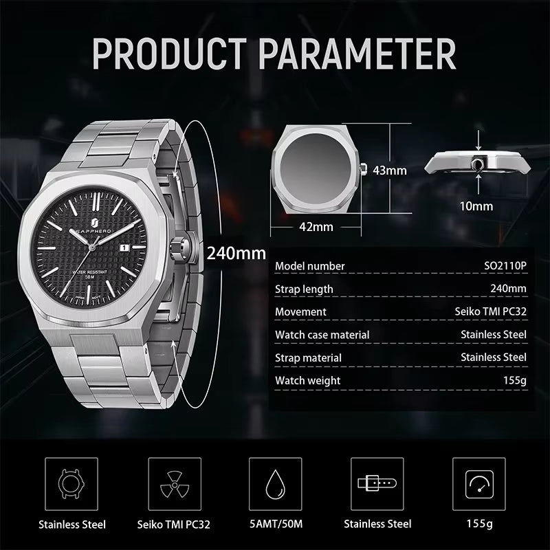 Men’s Luxury Classic Watch – Stainless Steel Business & Sports Wristwatch with Precision Imported Movement