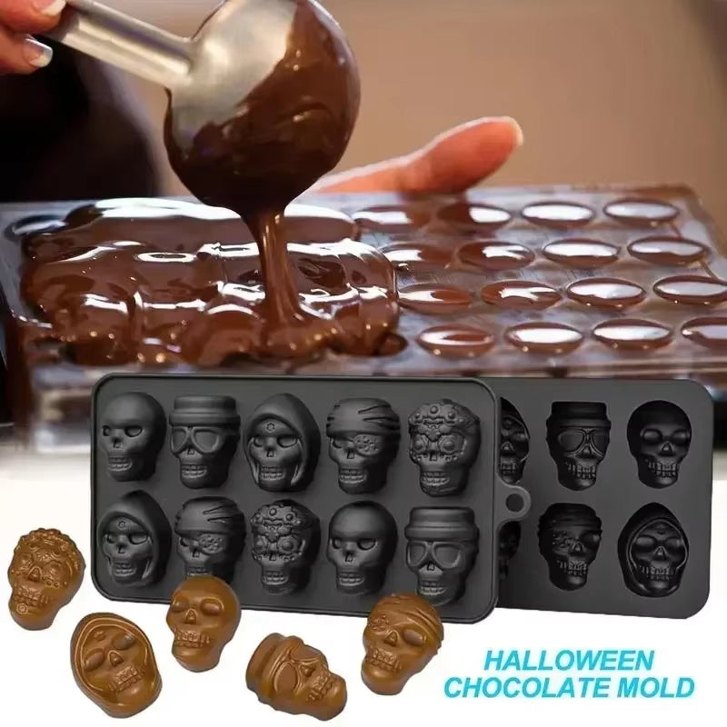 3D Skull Ice Cube Mold – Reusable Silicone Tray for Whiskey, Cocktails & Desserts