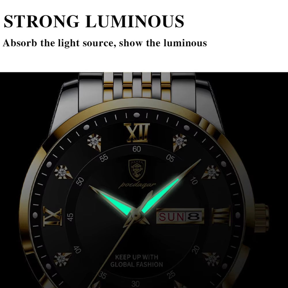 Women’s Luxury Quartz Watch – Waterproof Luminous Stainless Steel Date Wristwatch (Elegant Gift for Her)