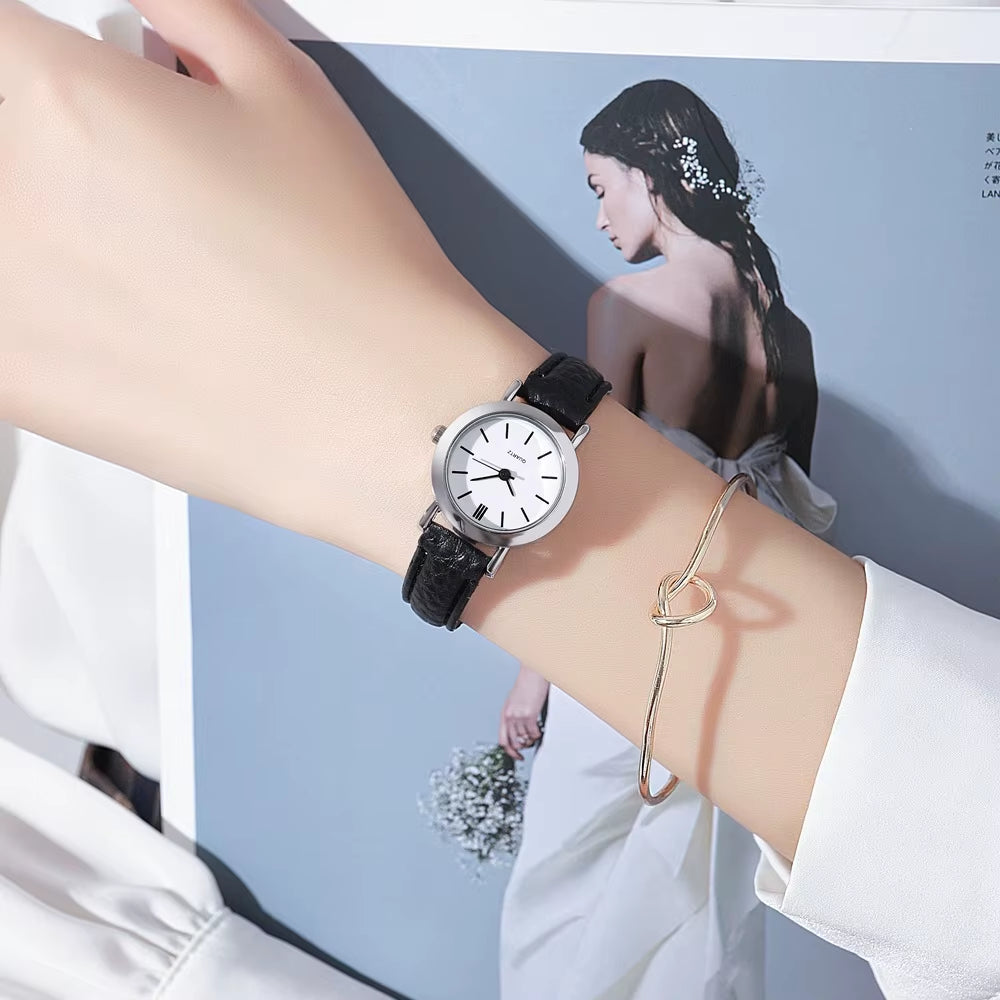 Women’s Small Dial Fashion Watch – Casual Leather Band Quartz Wristwatch