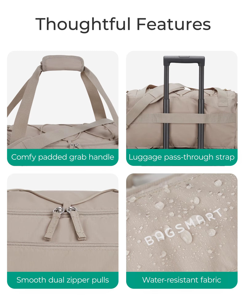 4-IN-1 Duffle Bags for Women Lightweight Gym Bag with Shoe Compartment Waterproof 30L Travel Carry on Luggage Storage