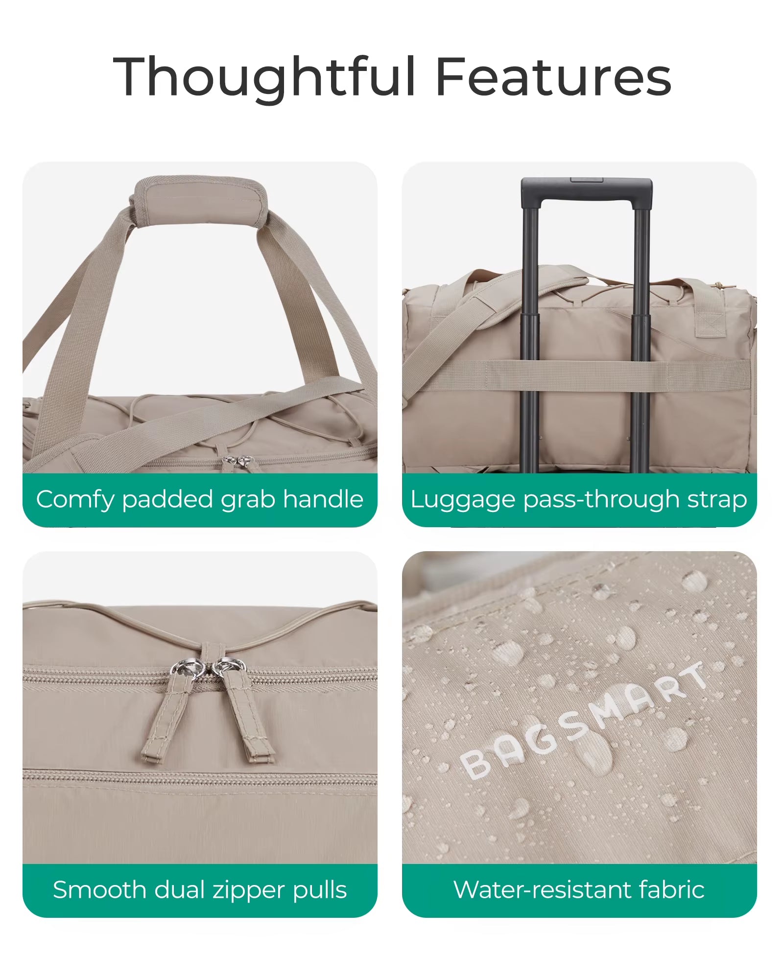 4-IN-1 Duffle Bags for Women Lightweight Gym Bag with Shoe Compartment Waterproof 30L Travel Carry on Luggage Storage